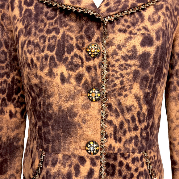 Joseph Ribkoff Beaded Soft Cheetah Print jacket 8 - Picture 4 of 7
